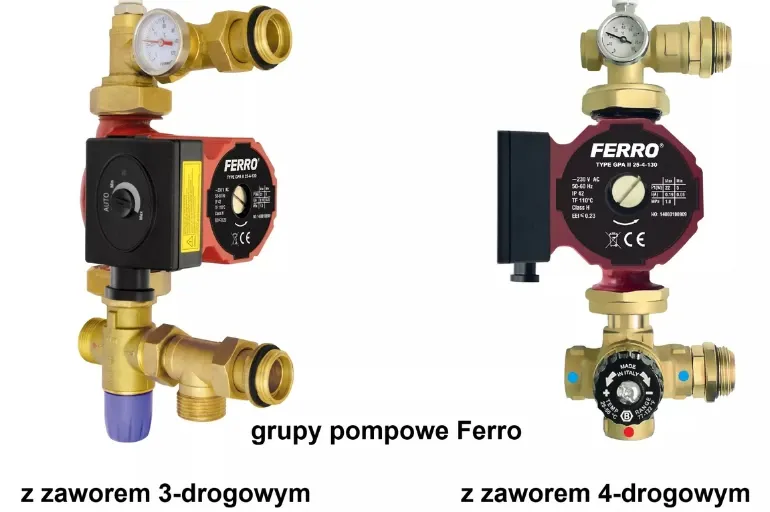 Porównanie grup pompowych FERRO z zaworem 3-drogowym i 4-drogowym
