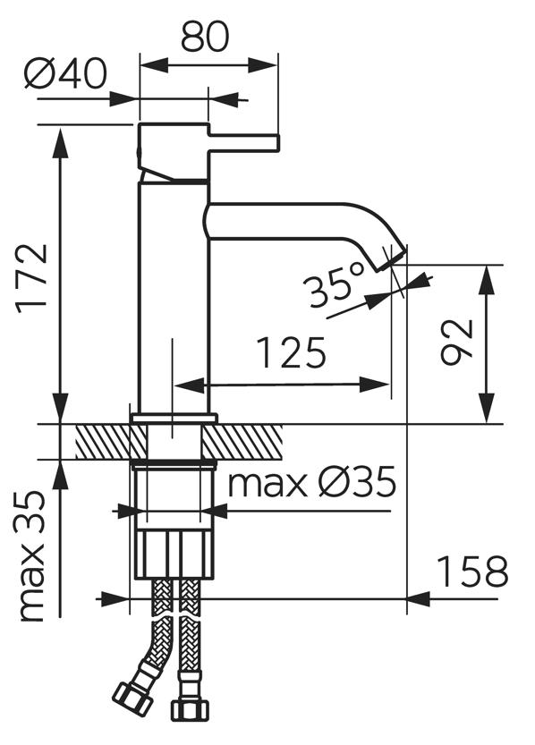 Standing low washbasin mixer