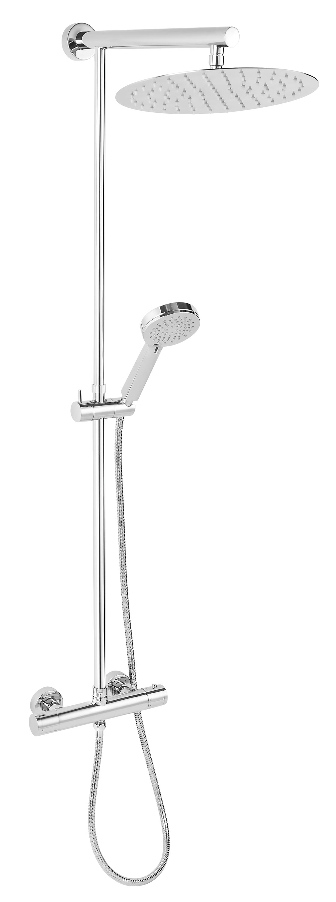 Rainfall shower system with thermostatic mixer